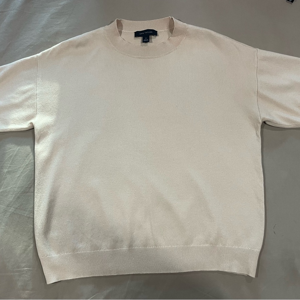 Ann Taylor Cream Knit Blouse